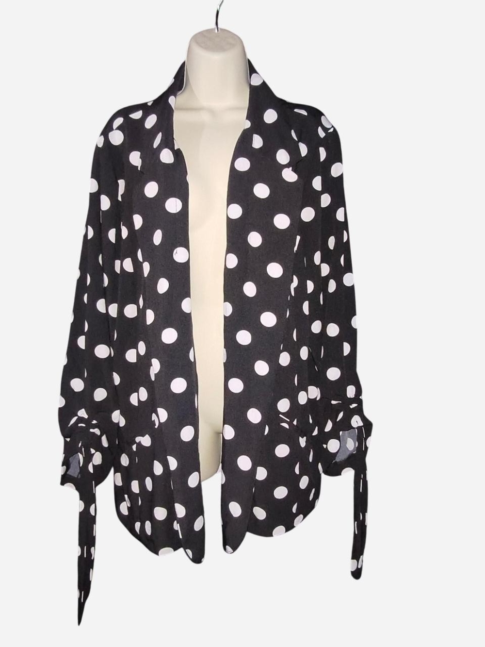 Cato Black and White Polka Dot Button-Down Shirt